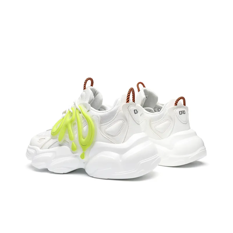 ORD Wear resistant Lightweight Breathable And Non slip. Low Top Chunky Sneakers Unisex White Green 6CM-3