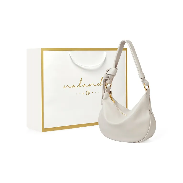 Narandu Cow Leather Patchwork Synthetic Leather Dumpling Bag Shoulder Bag Large Size Women's Tea Brown/Milkshake White-0