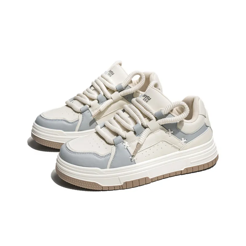 Meiretu Anti Slip Wear Resistant Low Top Skateboard Shoes Men's White-2
