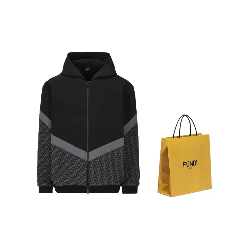 FENDI Ff Motif Zip Up Hoodie-2