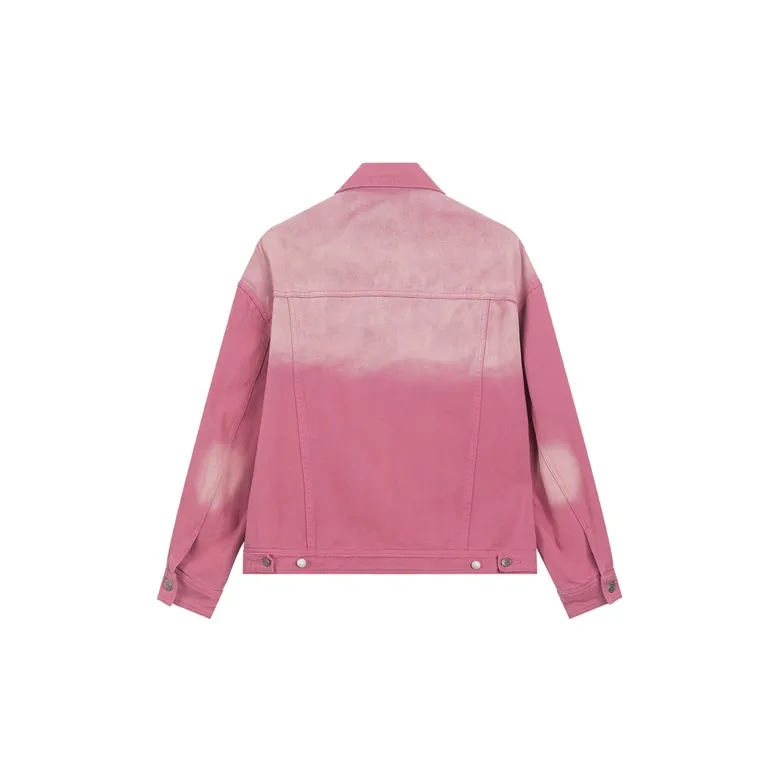 Bosieagender Denim Jackets Unisex Washed Denim Pink-1