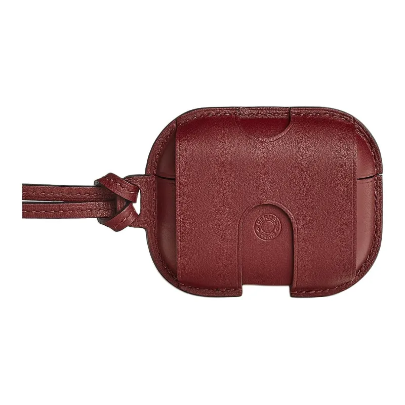 HERMES Swift Leather AirPods Pro Protective Case Earphone Case Unisex Red-4