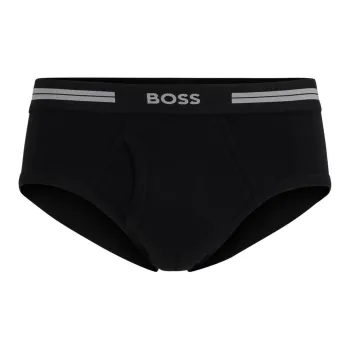 HUGO BOSS Regular-Rise Briefs In Pure Cotton With Logo Waistband Underpants Men's Black