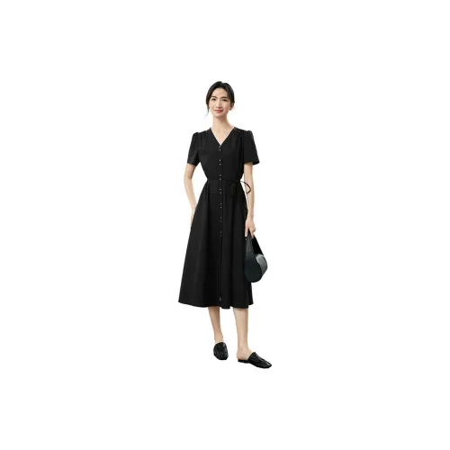 SENTUBILA Long-Sleeved Dresses Women's Elegant Black