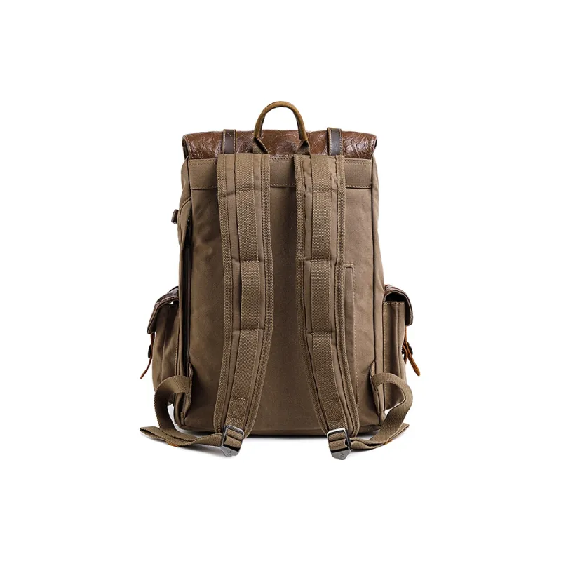 WAY ONE Canvas Backpack Unisex Dark Gray/Tan-9