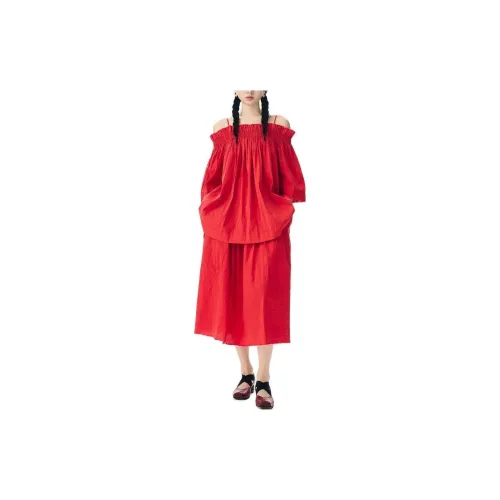 UMA WANG Casual Long Skirts Women's Red