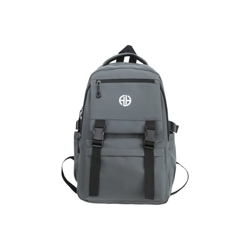 MingLu Nylon Backpack Regular Unisex Black/Gray/Light Khaki-4