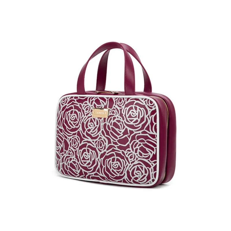 Farmacy Microfiber Synthetic Leather Makeup Bag Large Size Women's Black/White/Red-8