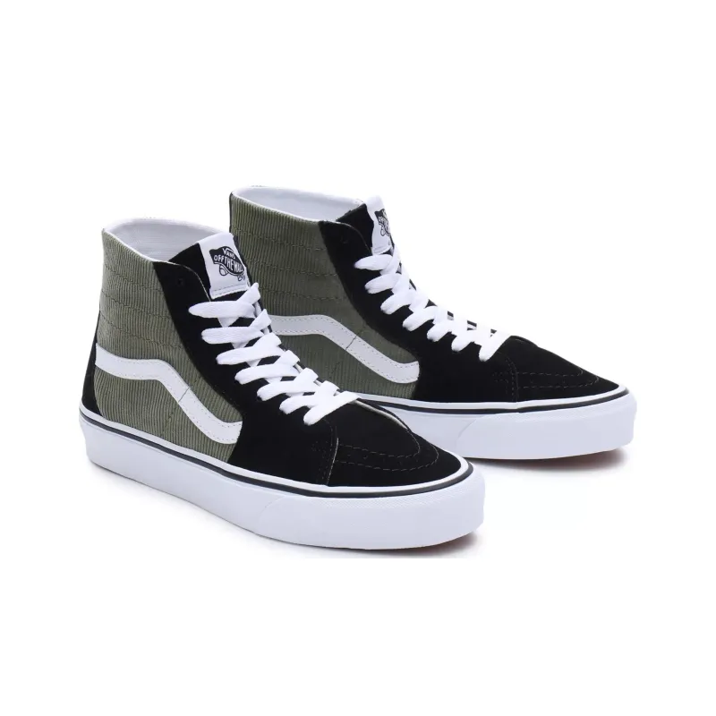 Vans Mini Cord Sk8 Hi Anti Slip Wear Resistant High Top Canvas Shoes Unisex Green Black White-2