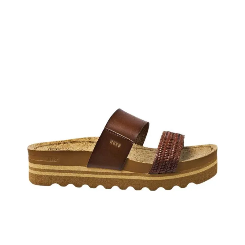 REEF Cushion Vista Hi Slide Slippers Women's Brown Yellow-1