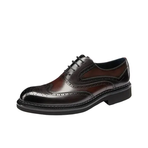 BOSSSUNWEN Dress Shoes Men Low-Top Black Brown