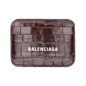 Balenciaga Cash Cow Leather Card Clip Card Holder Women's Deep Red