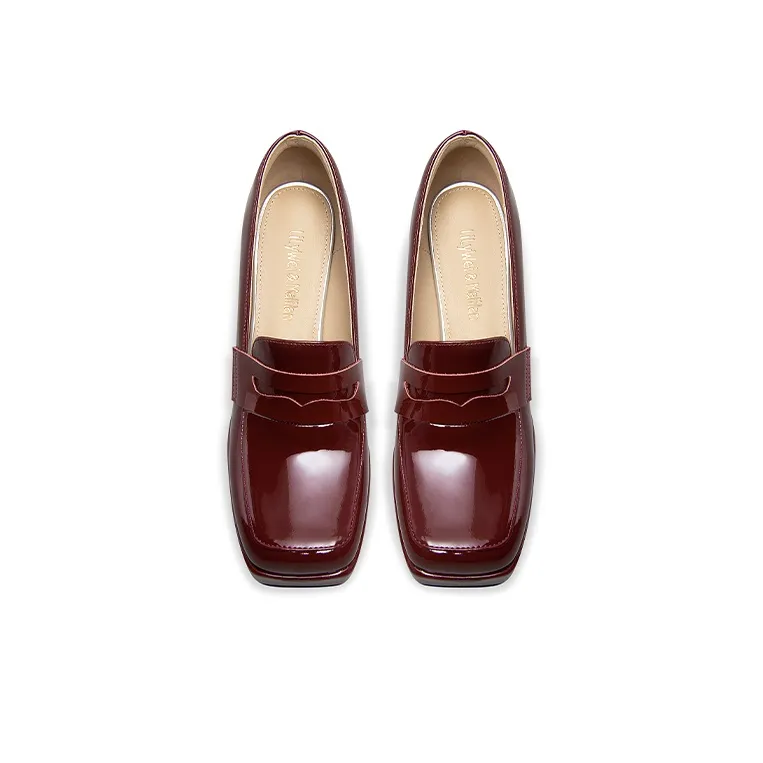 Lily Wei Loafers Women's Black/Burgundy-6