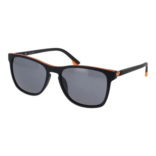 Police Acetate Browline Sunglasses Men's Black