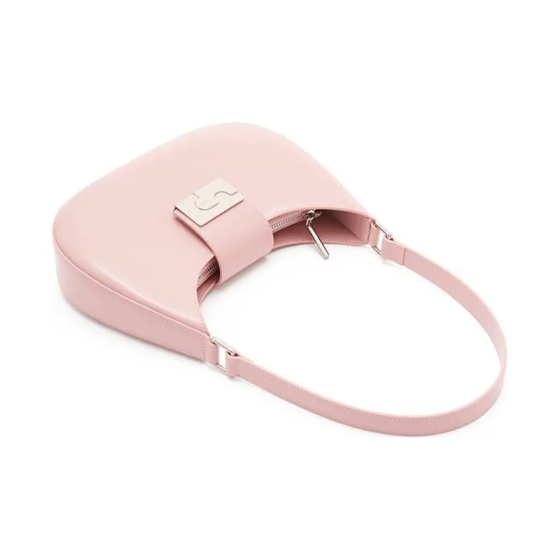 MUVA Cow Leather Handbag Medium Size Women's Twilight Black/Dried Rose/Milkshake White-2
