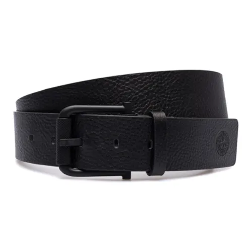 STONE ISLAND Solid Color Decoration Pin Buckle Leather Belts Men's Black Width: 4CM