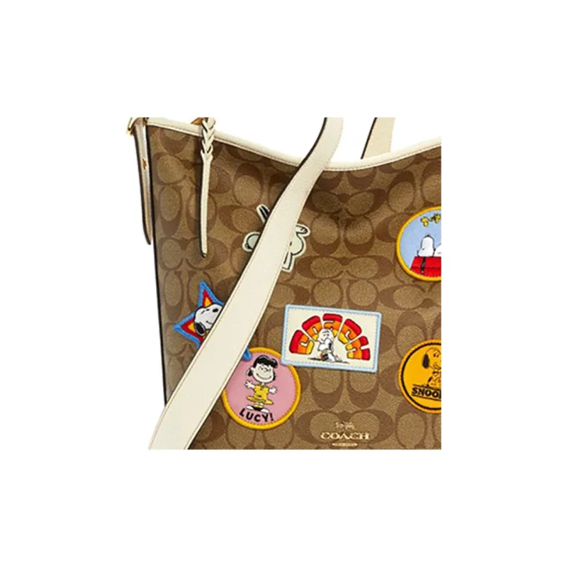 COACH X Snoopy Collaboration Canvas With Leather Crossbody Bag, Shoulder Bag Women's Khaki-3