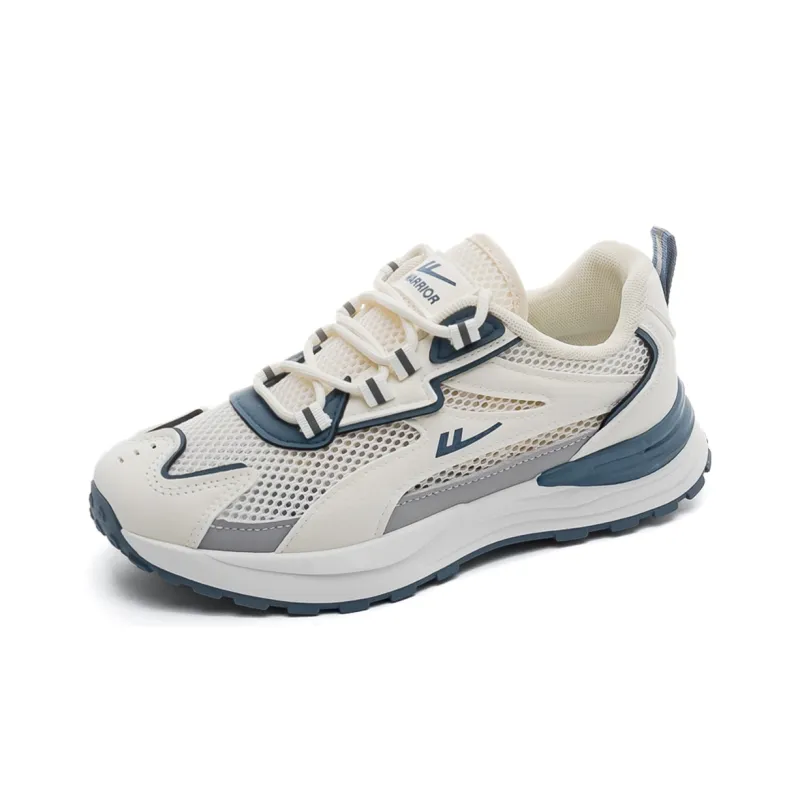 Warrior Warrior Anti-Slip Wear-Resistant Breathable Lightweight Low-Top Running Shoes Unisex Beige Dusty Blue Gray-1