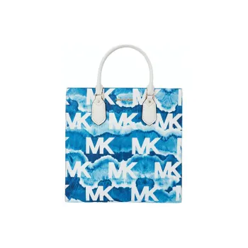 MICHAEL KORS MK Everly Artificial Leather Tote Bag, Shopping Bag, Handbag Medium Size Women's Dark Blue/White