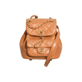 CHANEL Calfskin Backpack Small Size Women's Camel
