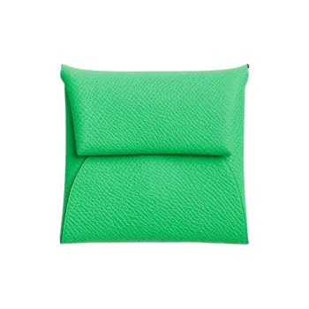 HERMES Bastia Epsom Calfskin Wallet Women's 0Z Vert Comics Comics Green With 0S Vert Fizz Bubble Green