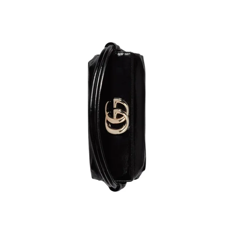 GUCCI Patent Leather Handbag Small Size Women's Black-5