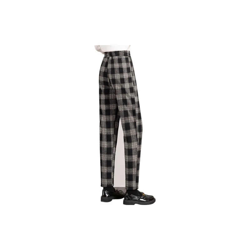 Cypress House Casual Pants Women's Black & Beige Plaid-1