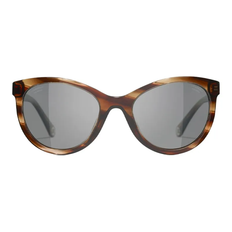 CHANEL Acetate Irregular Shape Sunglasses Men's Tortoiseshell-1