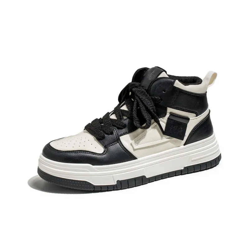 Meiretu Abrasion Resistant High Top Skateboard Shoes Men's Black-1
