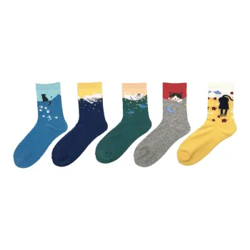 Flowers In Water Mid-Calf Socks Men's 5 Pack