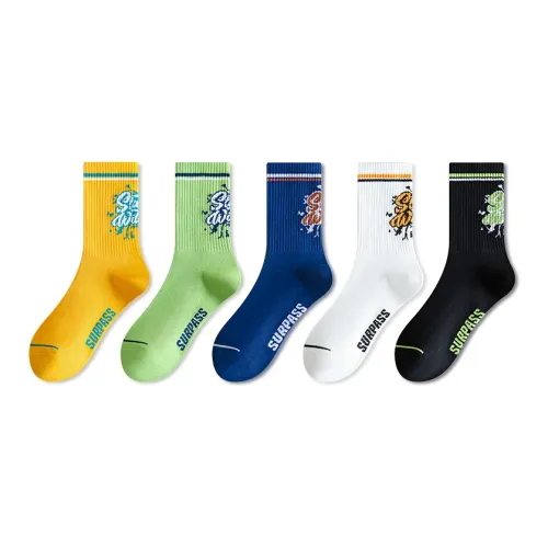 Taste The Color Mid Calf Socks Unisex 5 Pack