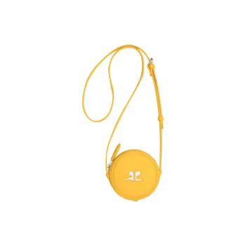 COURREGES Smooth Leather Small Round Bag Crossbody Bag Shoulder Bag Women's Yellow