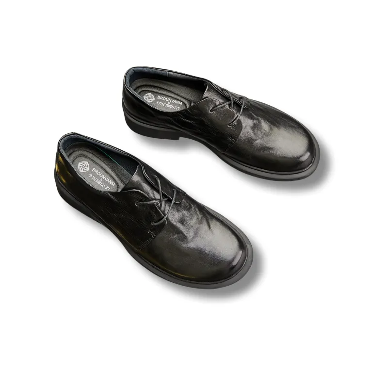 Brounvanm Dress Shoes Men Low Top Coffee/Black-4