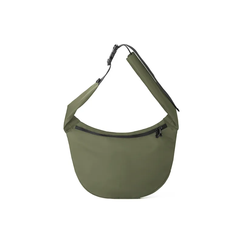 TAKI Nylon Shoulder Bag, Crossbody Bag Regular Unisex Black/Army Green-7