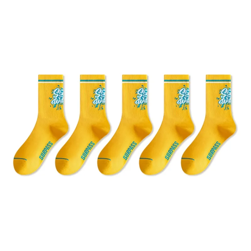 Taste The Color Mid Calf Socks Unisex 5 Pack-27