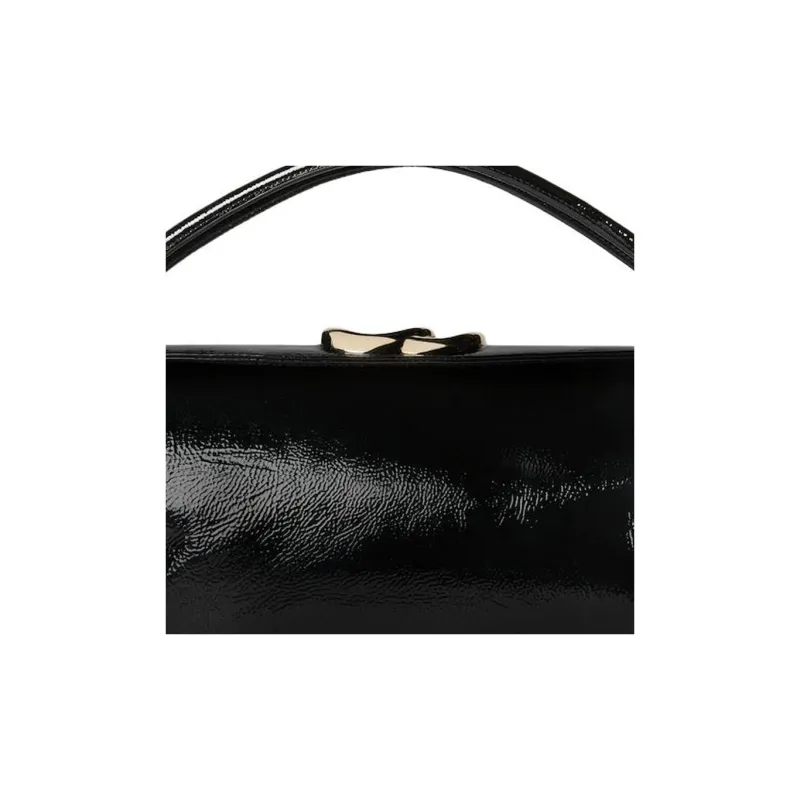 GUCCI Patent Leather Handbag Small Size Women's Black-7