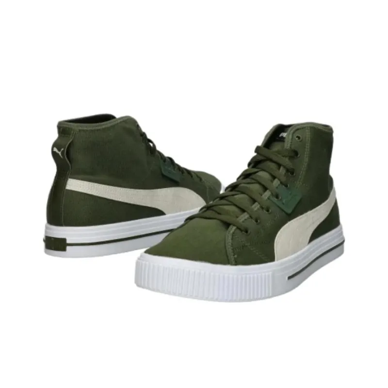 PUMA Ever Mid Anti Slip Wear Resistant High Top Skateboard Shoes Unisex Green White-1