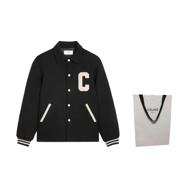 CELINE Baseball Teddy Jacket In Textured Wool-2