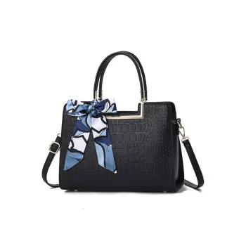 GATOER PU Handbag Regular Women's Black/Ecru/Dark Blue