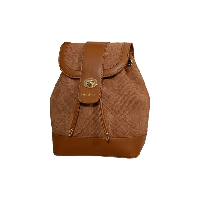 LOHAS Travel PU Backpack Regular Women's Black/Brown-4