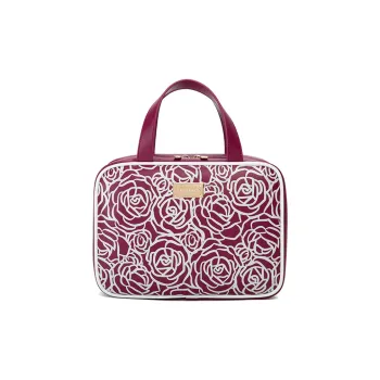 Farmacy Microfiber Synthetic Leather Makeup Bag Large Size Women's Black/White/Red