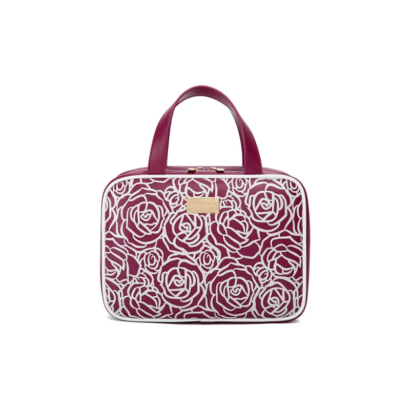 Farmacy Microfiber Synthetic Leather Makeup Bag Large Size Women's Black/White/Red-6