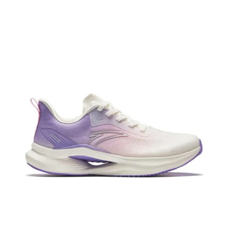 Anta Taming The Wind Cushioning Slip Resistant Low Top Running Shoes Women's White Pink Purple-1