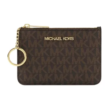 MICHAEL KORS Jet Set Travel Coated Canvas Card Holder, Wallet Women's Brown