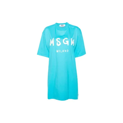 MSGM Short-Sleeved Dresses Women's Aqua Blue