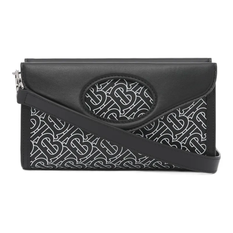 Burberry Leather Pocket Bag Shoulder Bag Crossbody Bag Handbag Men's Black White-5