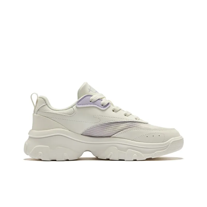 Erke Spirit Rhinoceros Durable Breathable Low Top Casual Shoes Women's Microcrystal White Morning Mist Purple-1