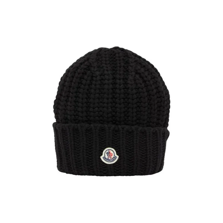 Moncler Logo Patch Cable Knit Beanie-2