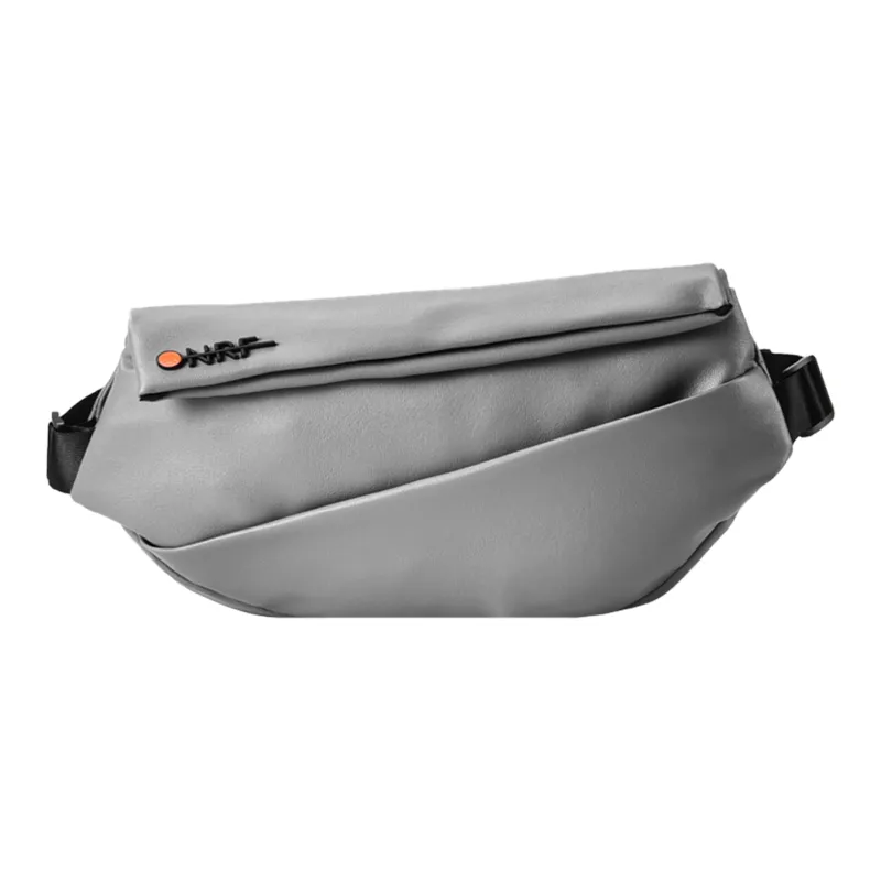 ONRF Water Repellent Leather PVC Messenger Bag Sling Bag Large Size Unisex Gray-1