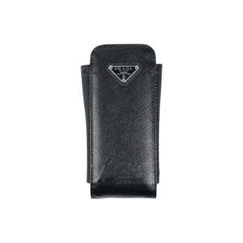 PRADA Saffiano Leather One Shoulder Crossbody Cell Phone Pouch Mini Women's Black